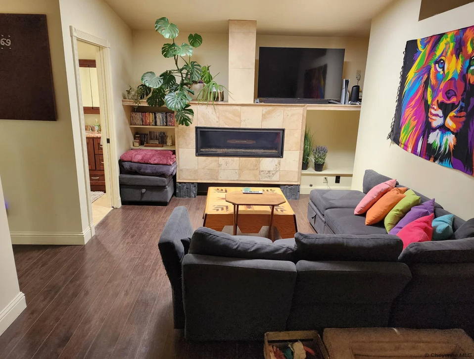 Family room with fireplace